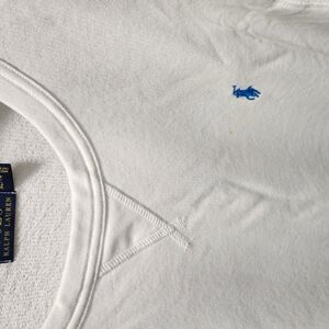 Ralph Lauren White Knitted Sweater with Blue Logo
